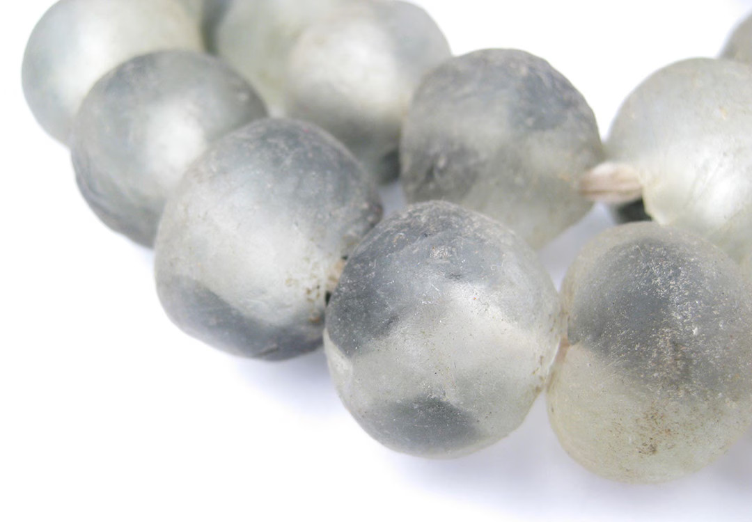 30 Jumbo Grey Mist Recycled Glass Beads: Ghana Krobo Bottle - Etsy | Etsy (US)