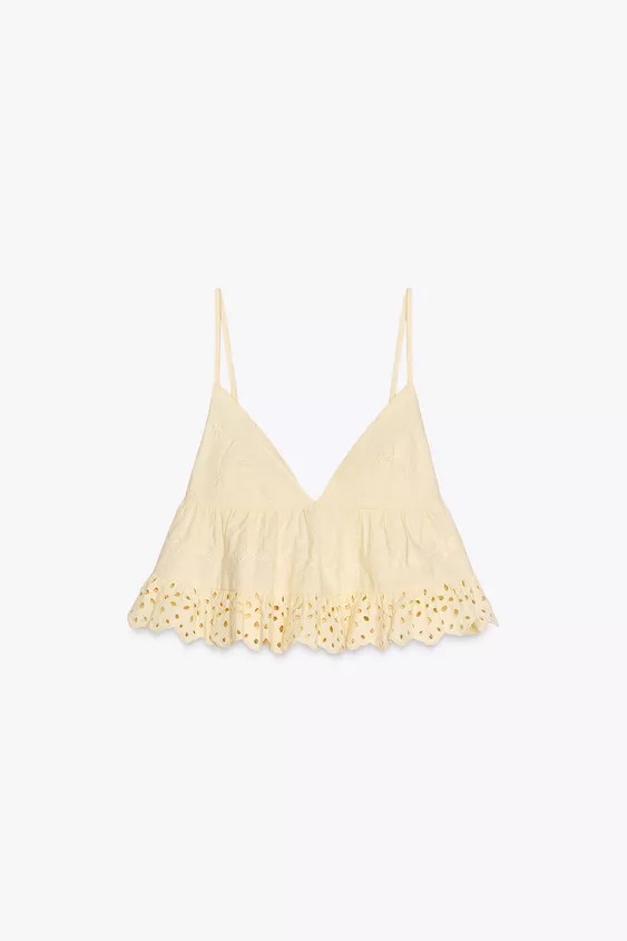 EMBROIDERED POPLIN TOP | Zara US