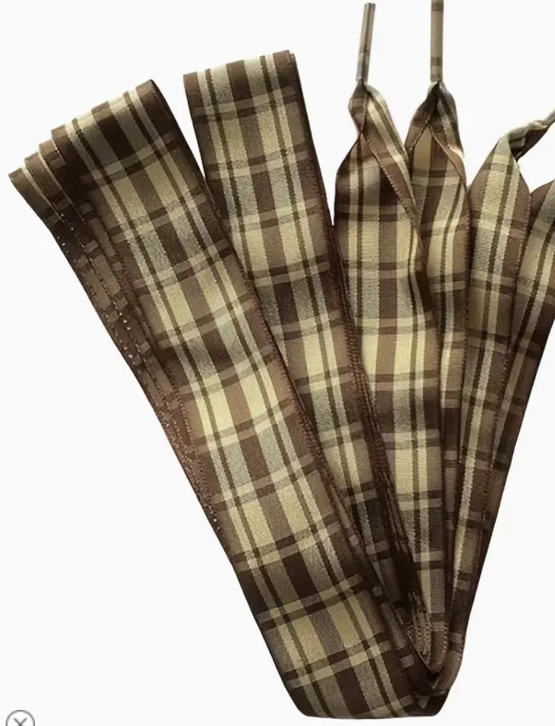 Brown Plaid Ribbon Shoelaces 47.24 Inches | Etsy (Global)