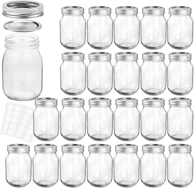 KAMOTA Mason Jars 12 oz With Regular Lids and Bands, Ideal for Jam, Honey, Wedding Favors, Shower... | Amazon (US)