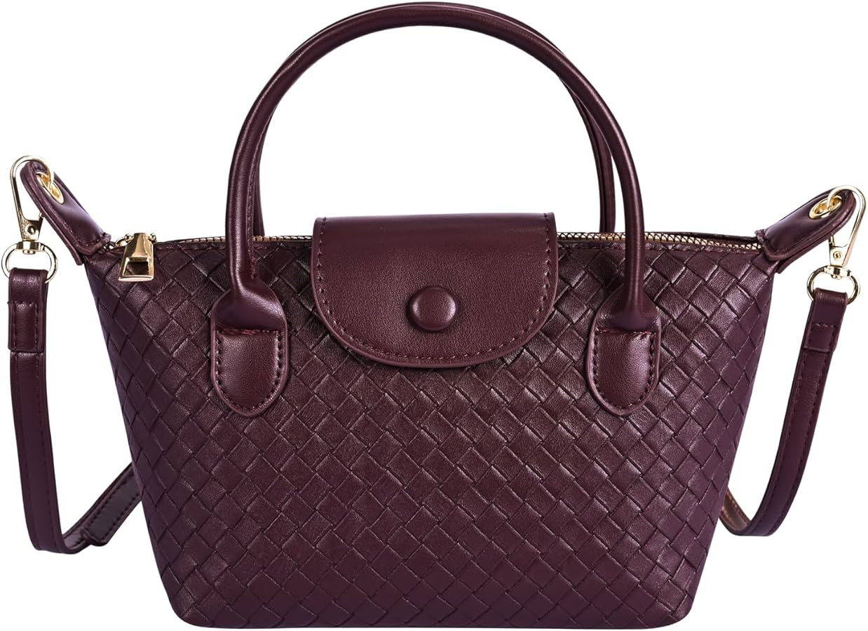 Mini Small Size Braided Luxury Leather Women's top Handle Handbag Fashion Travel Daily Satchel | Amazon (US)