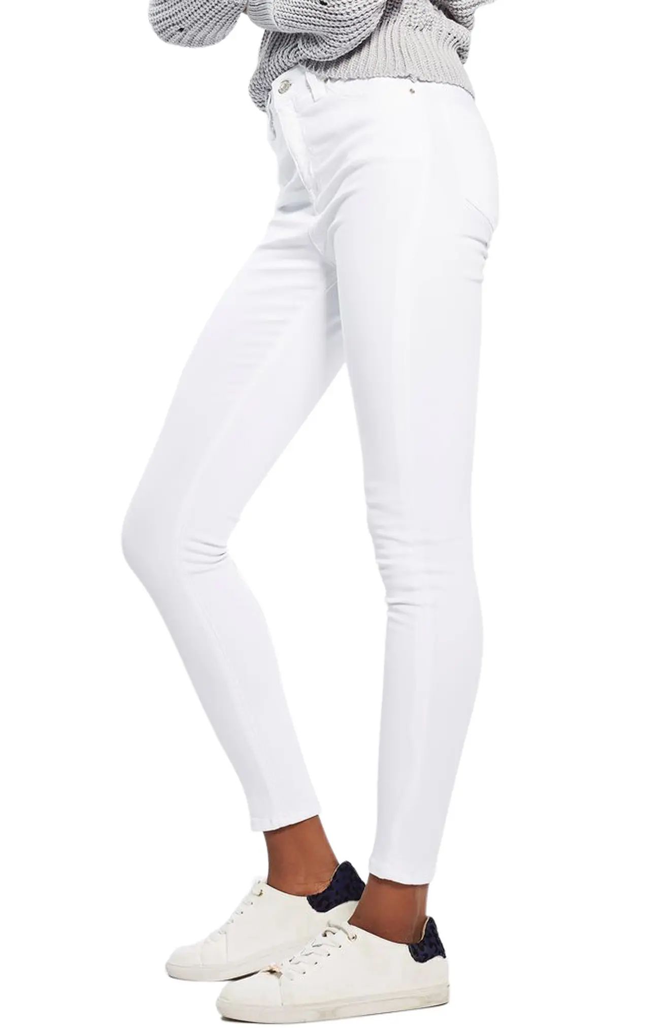 Women's Topshop Jamie High Waist Ankle Skinny Jeans, Size 34W x 32L (fits like 31-32W) - White | Nordstrom