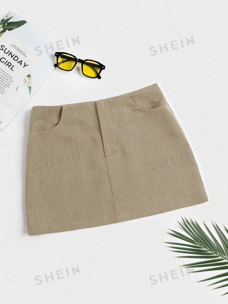 SHEIN EZwear Solid Straight Skirt | SHEIN USA | SHEIN