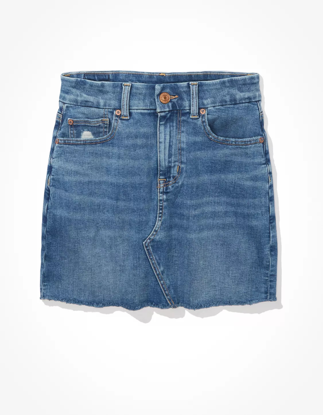 AE Ne(x)t Level Stretch Curvy Denim Mini Skirt | American Eagle Outfitters (US & CA)