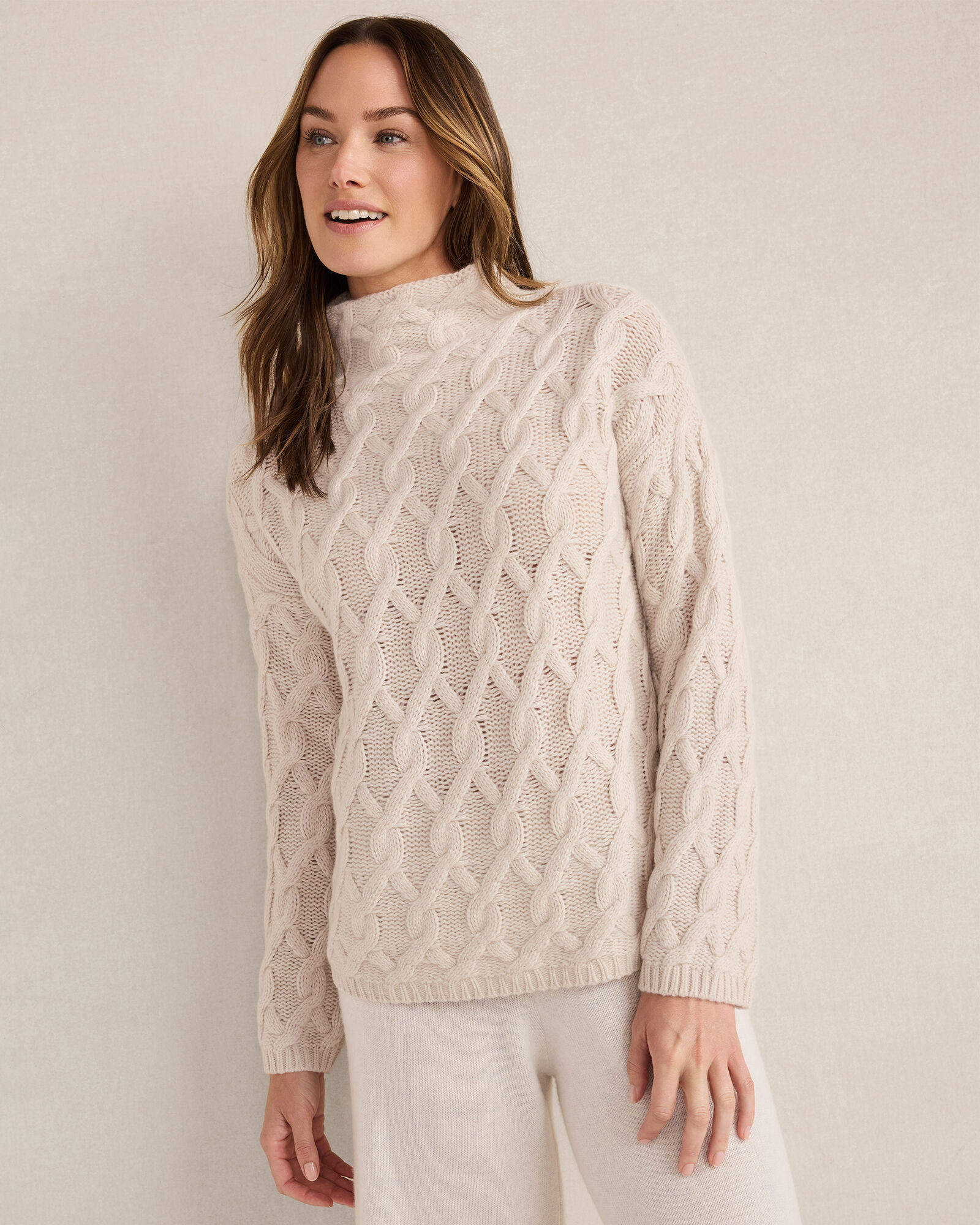 Cashmere Allover Cable Mockneck Sweater | Haven Well Within
