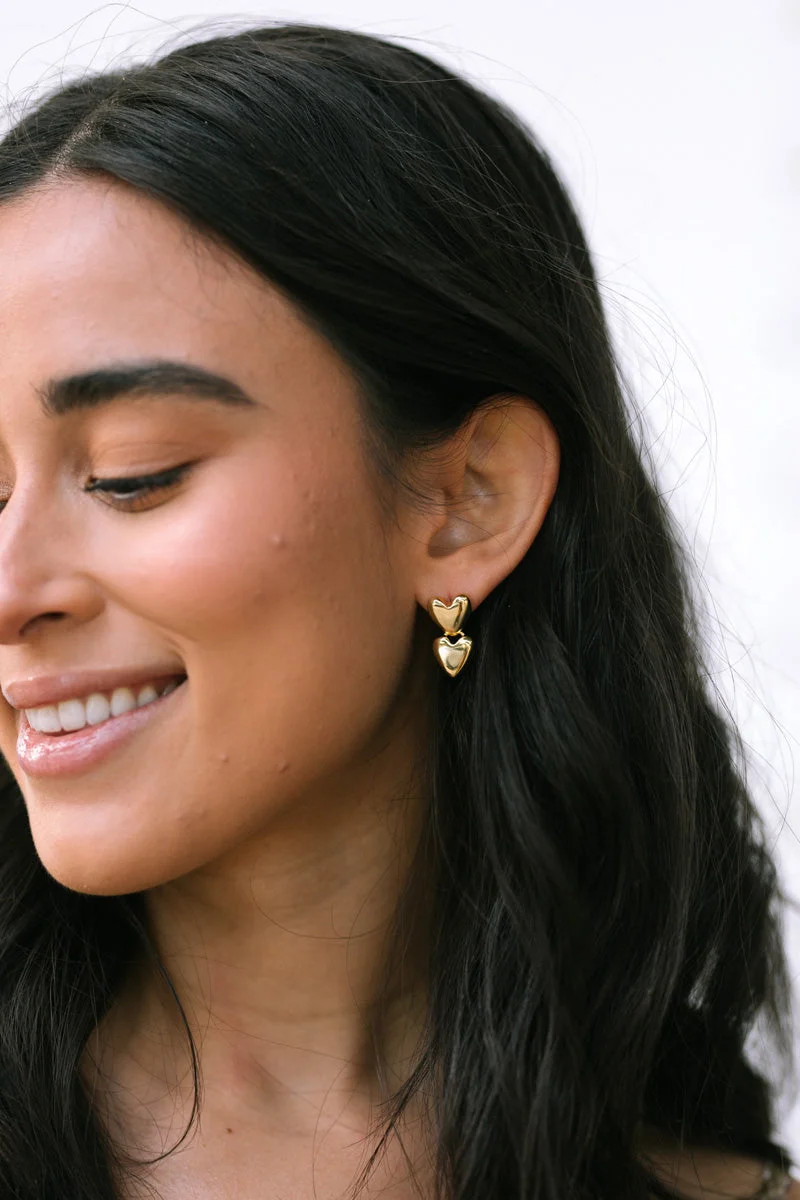 Anette Double Heart Drop Earrings | Morning Lavender