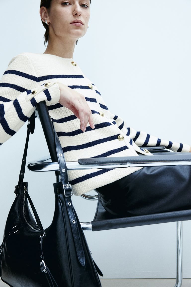 Knit Cardigan - Cream/blue striped - Ladies | H&M US | H&M (US + CA)