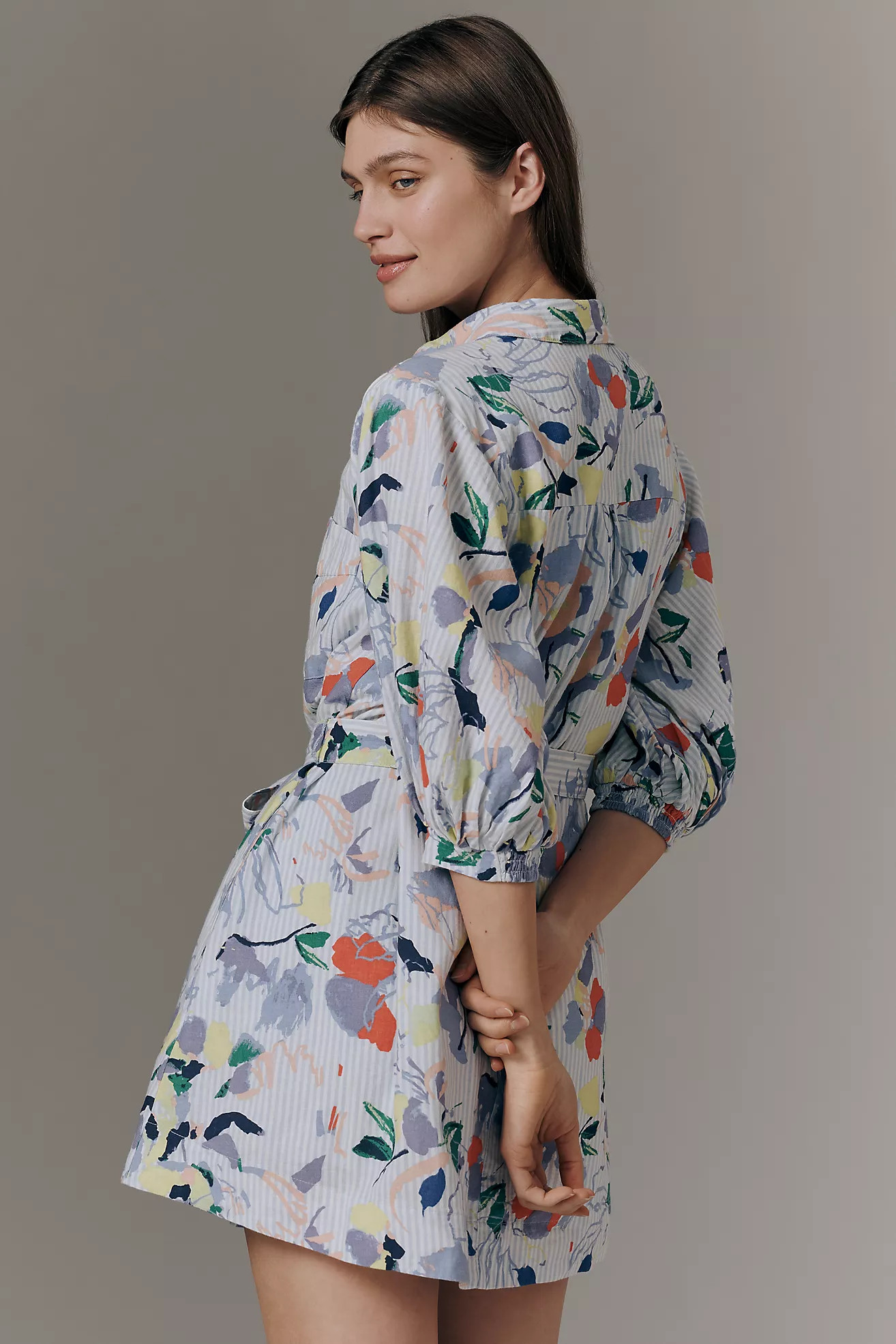 The Mona Linen Mini Shirt Dress by Maeve | Anthropologie (US)