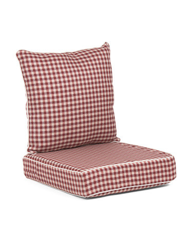 Outdoor Gingham Jacquard Deep Seat Cushion Set, Polyester/Acrylic | TJ Maxx
