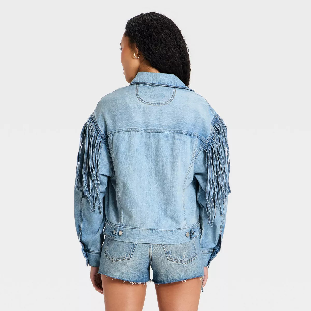 Women's Fringe Denim Jacket - Universal Thread™ Light Wash XS | Target