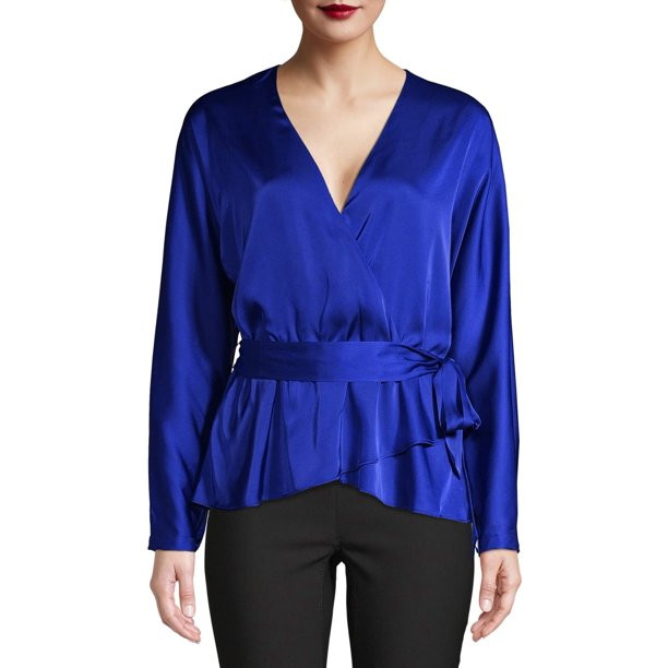 Prospect the Label Women's Faux Wrap Blouse | Walmart (US)