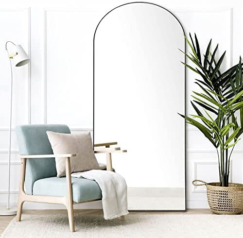 NeuType Arched Full Length Mirror, 59"x20" Wall Mirror, Wooden Thin Frame, Hanging or Leaning Aga... | Amazon (US)
