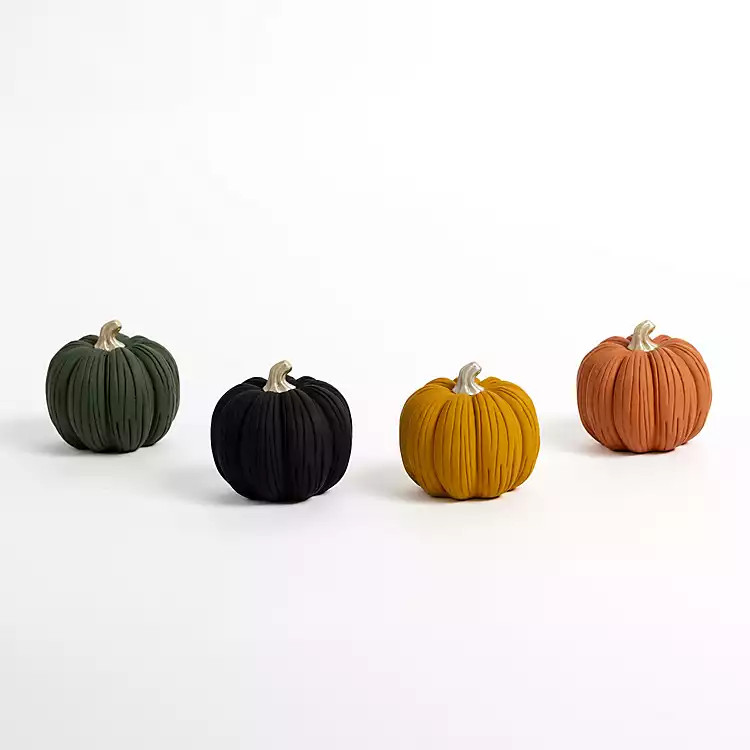 Chalky Gold Stem Pumpkin Statues, Set of 4 | Kirkland's Home