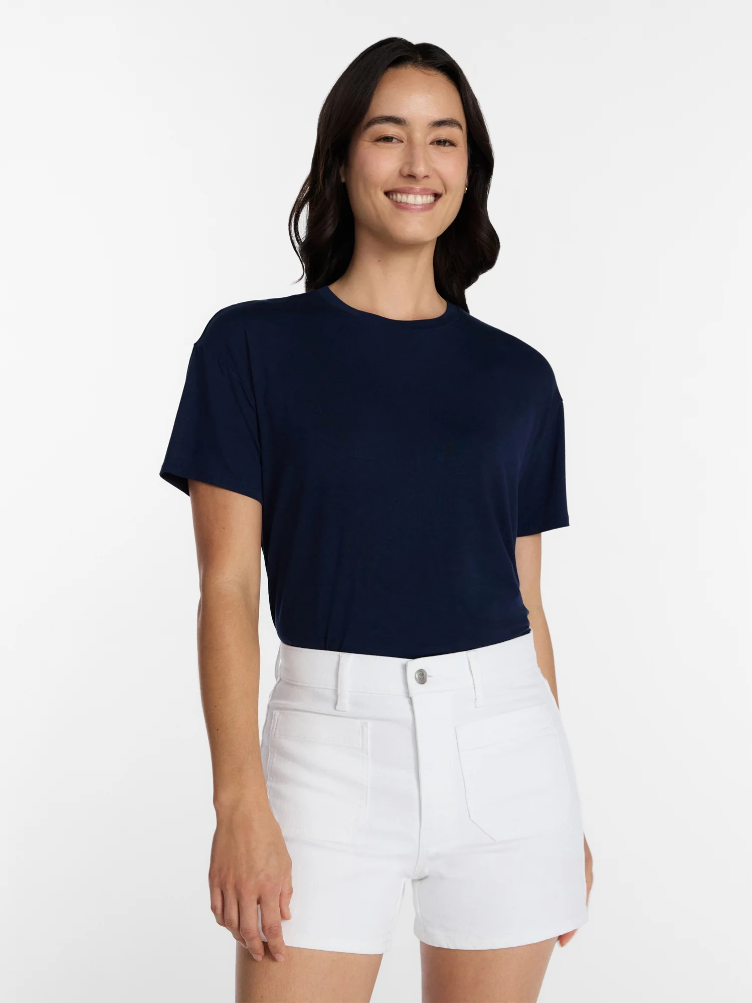 Time and Tru Short Sleeve Crew Neck Tunic Tee, Sizes XS-XXXL | Walmart (US)