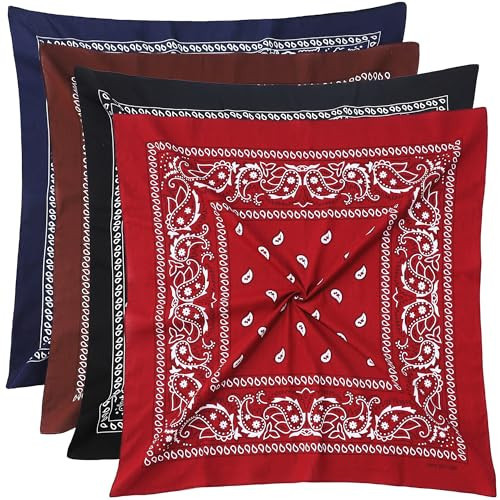 Mochabao 100% Cotton 27" x 27" Large Bandanas for Men & Women | Amazon (US)