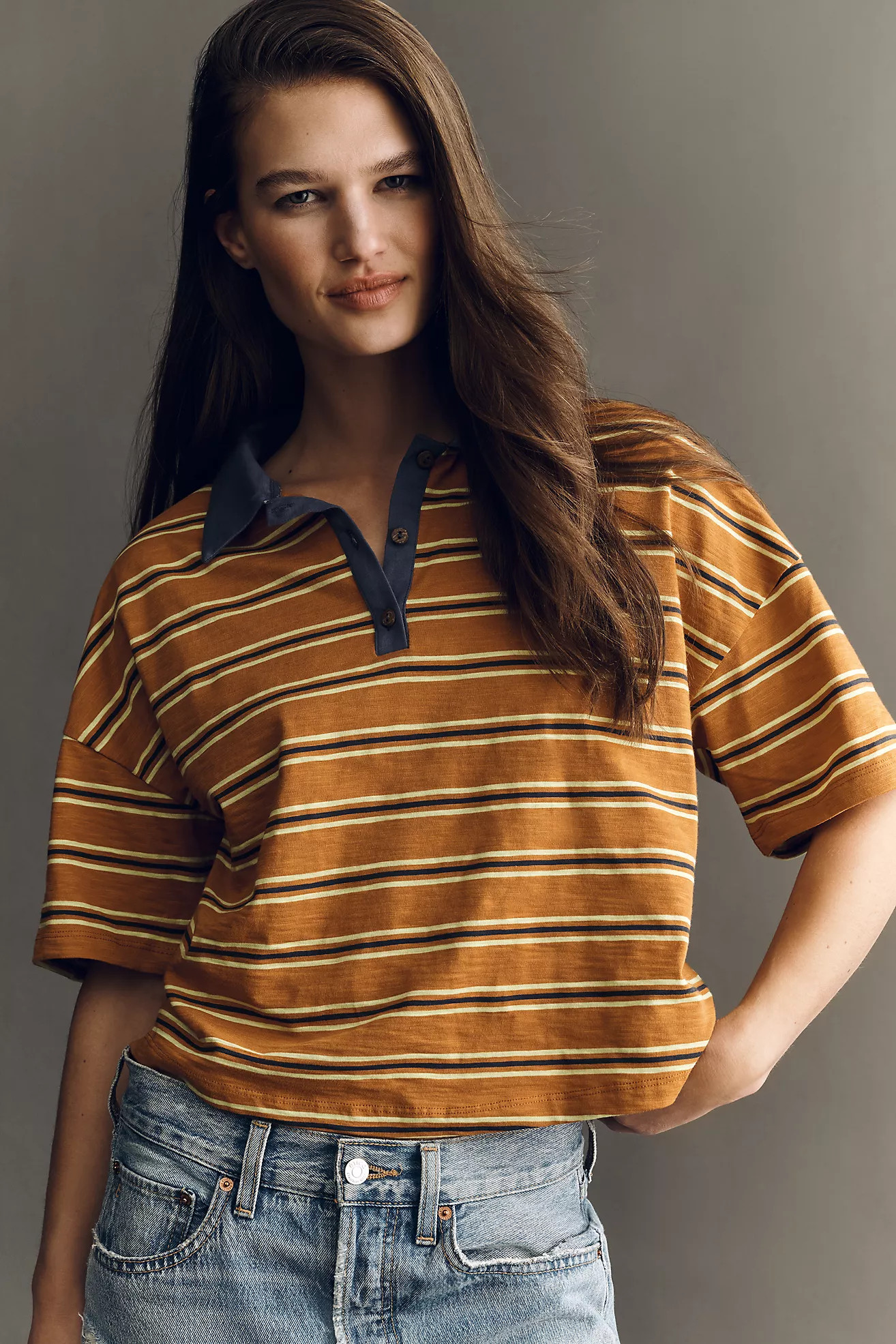 Pilcro Short-Sleeve Polo Top | Anthropologie (US)
