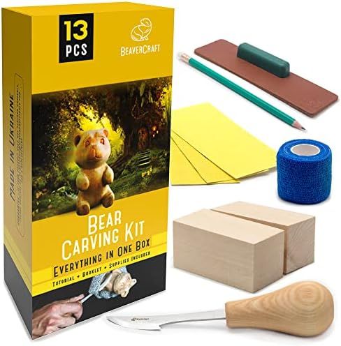BeaverCraft Wood Carving Kit for Beginners DIY05 Wood Whittling Kit for Beginners Bear Carving Kit - | Amazon (US)