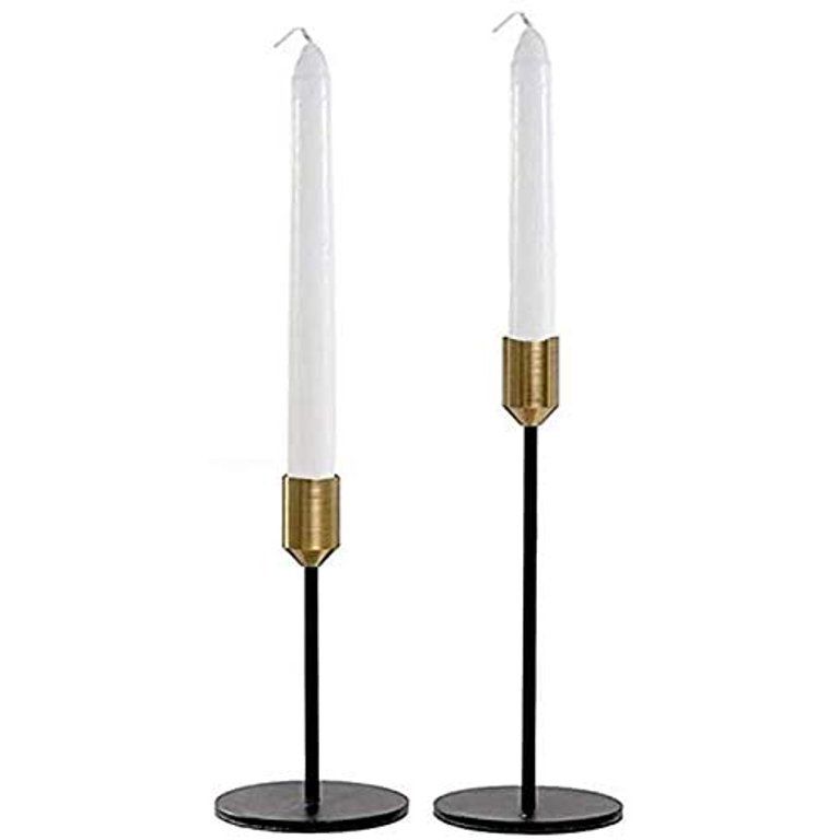 Candle Holders,Set of 2 Candlestick Holders for Taper Candles, Brass Gold Black Modern Decorative... | Walmart (US)