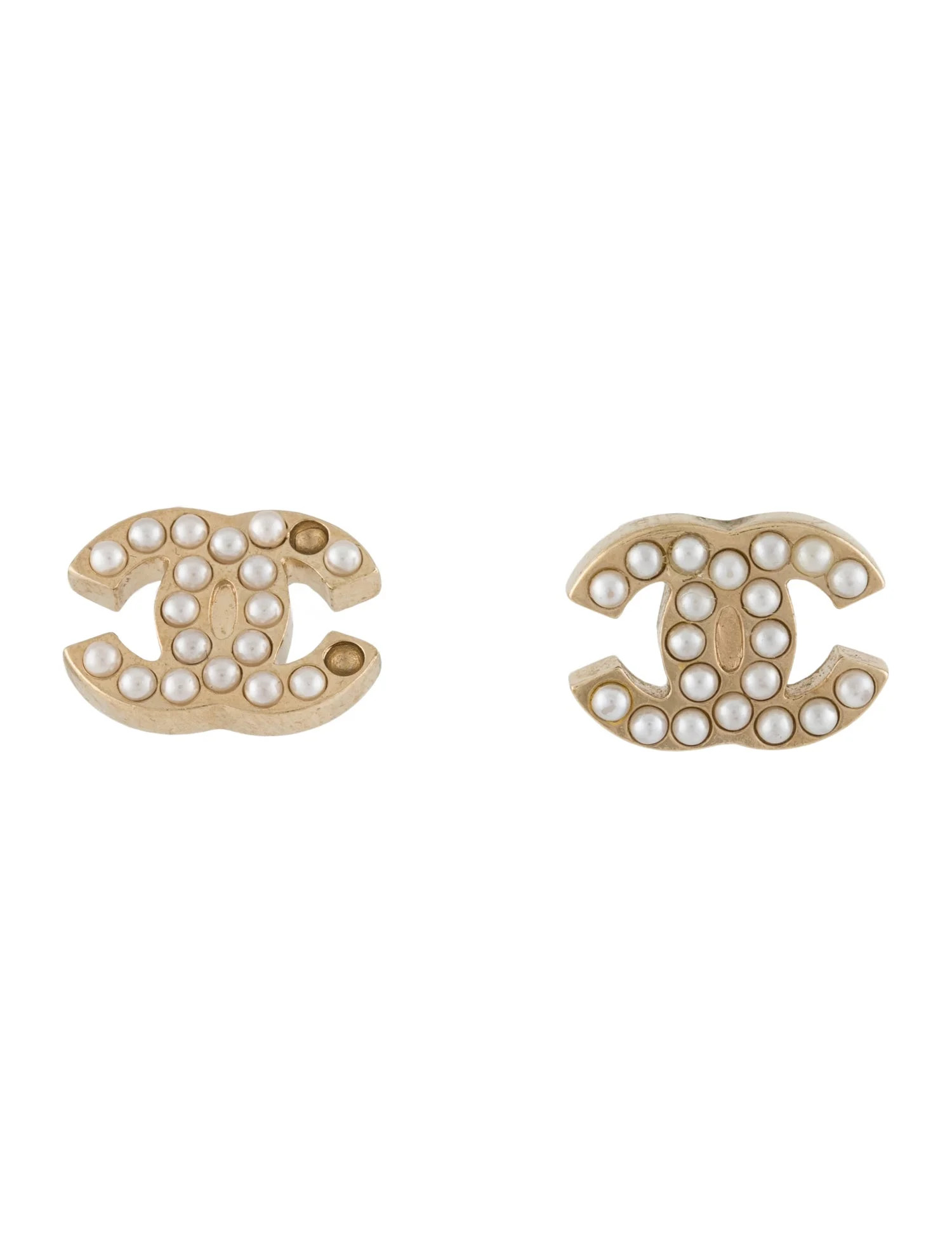 Chanel Faux Pearl CC Stud Earrings - Stud, Earrings - CHA1380126 | The RealReal | The RealReal