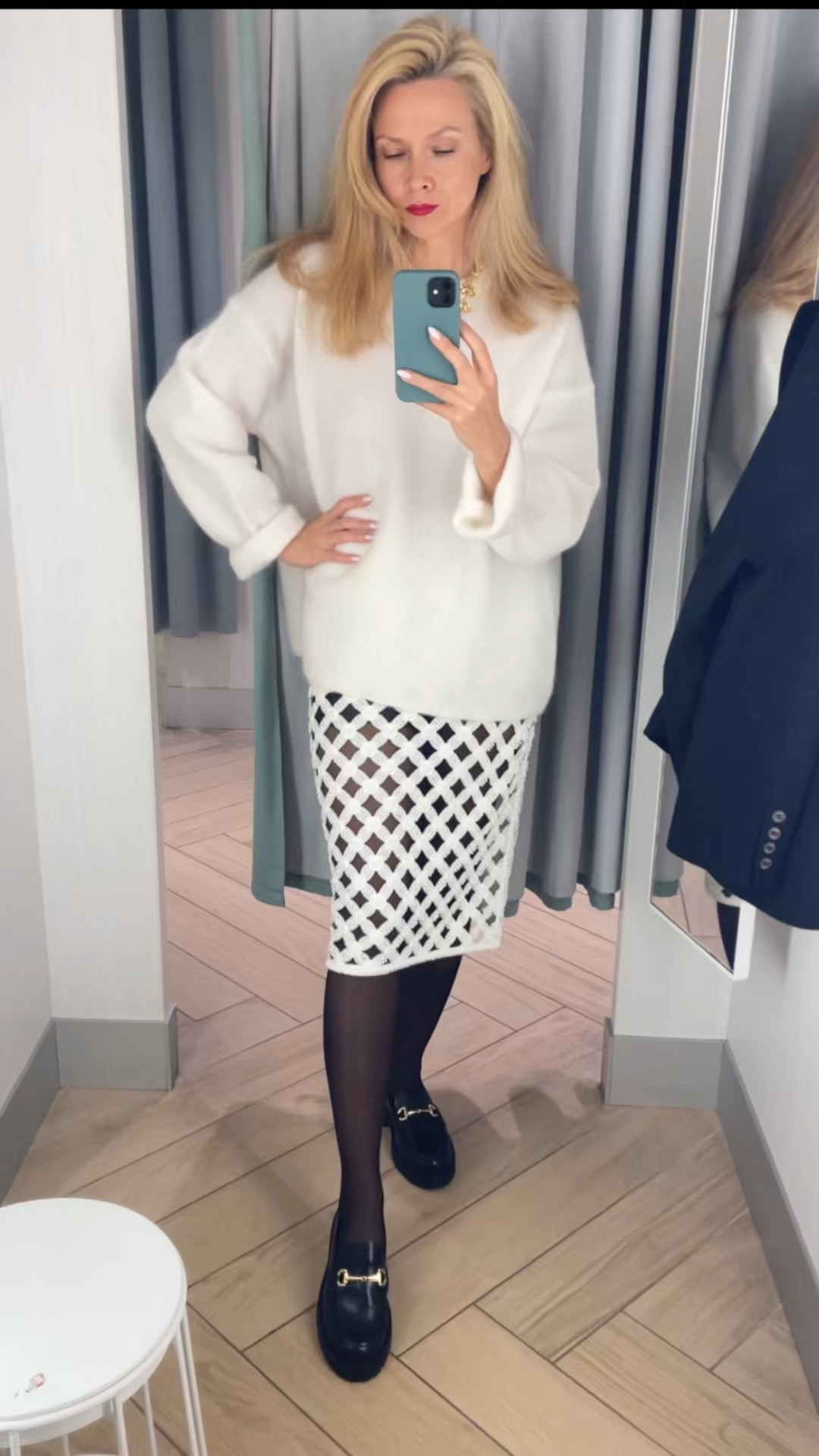 Today I was hunting at H&M and found an absolutely stunning skirt made of ribbons and decorated with beads. It looks completely amazing paired with a white sweater, black tights, and black loafers.

#LTKNYFW #LTKStyleTip #LTKParties