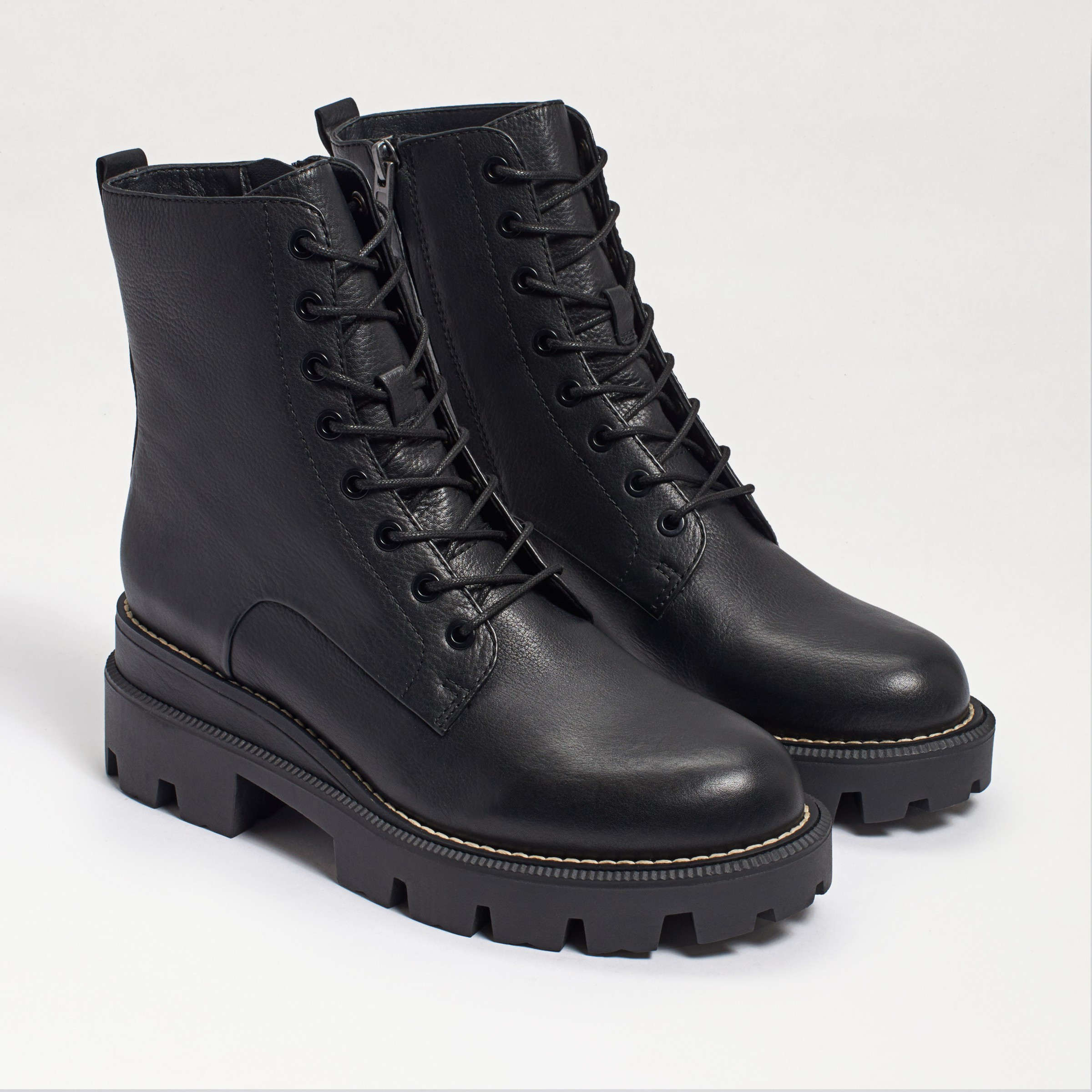 Sam Edelman Garret Platform Combat Boot Black Leather | Sam Edelman