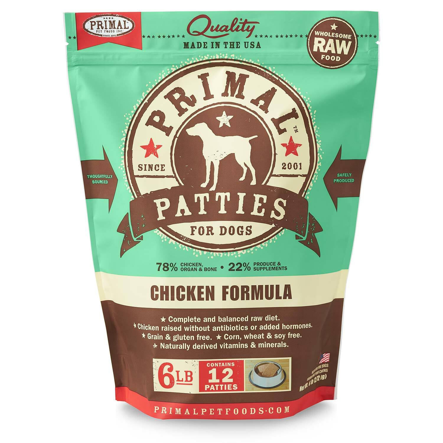 Primal Frozen Canine Chicken Formula Patties Dog Food | Pet Supermarket | Pet Supermarket