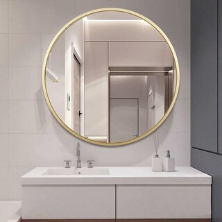 Carson Carrington Salmi Aluminum Alloy Framed Round Mirror (Gold) | Bed Bath & Beyond