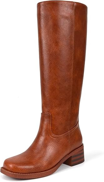Platform Knee High Boots for Women Square Toe Chunky Block Heel Long Boots Wide Calf Riding Boots... | Amazon (US)