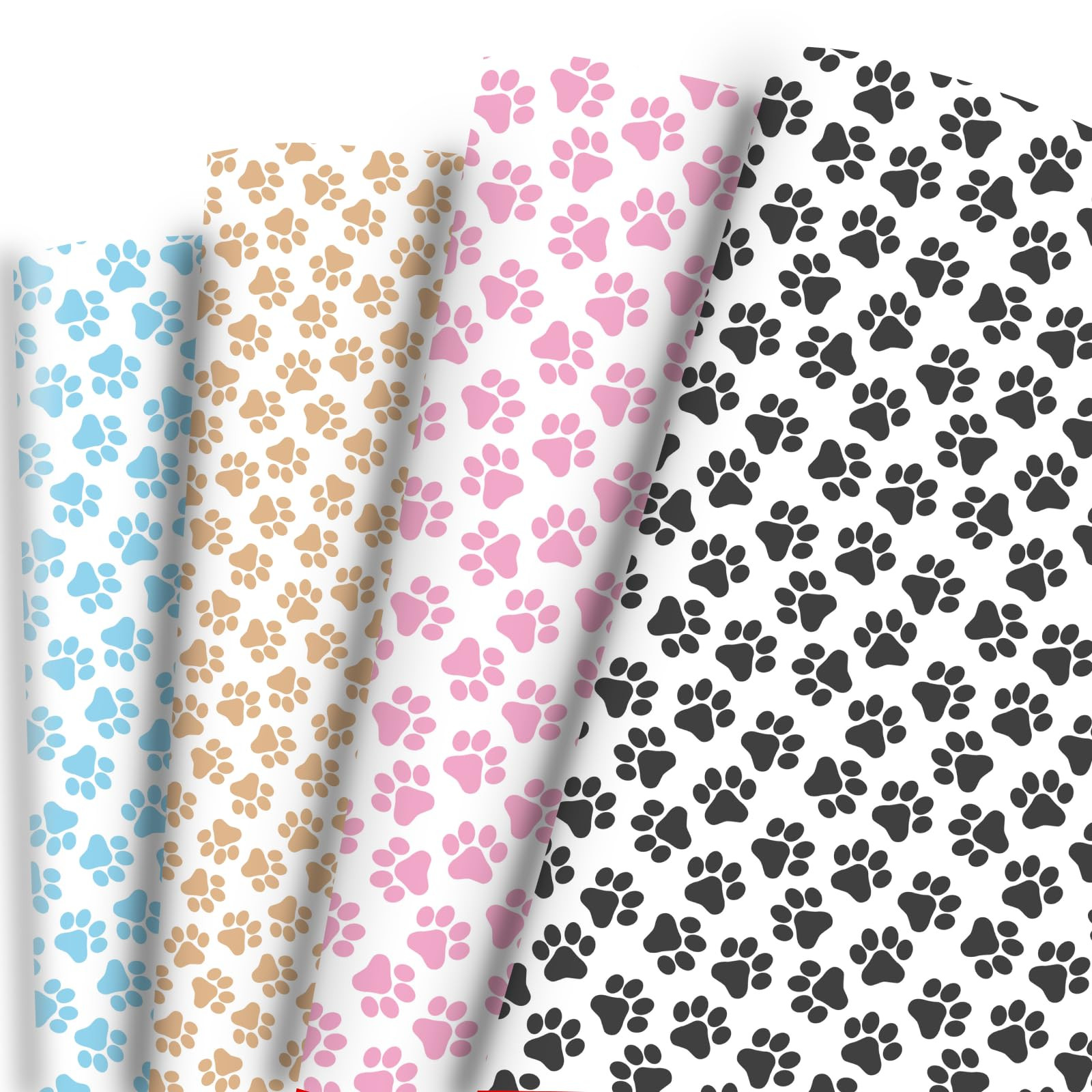 Dtiafu Paw Print Wrapping Paper for Boys Girls Dog Cat Lovers - 4 Style Cute Paw Gift Wrapping Pa... | Amazon (US)