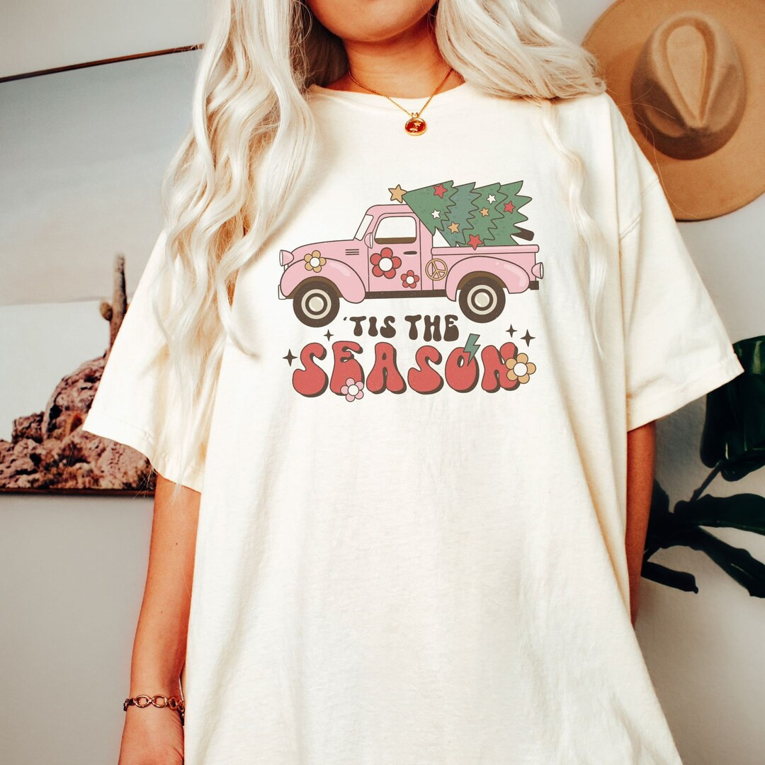 Womens Christmas Shirt, Tis The Season, Retro Christmas T Shirt, Christmas Tree, Comfort Colors, ... | Etsy (US)