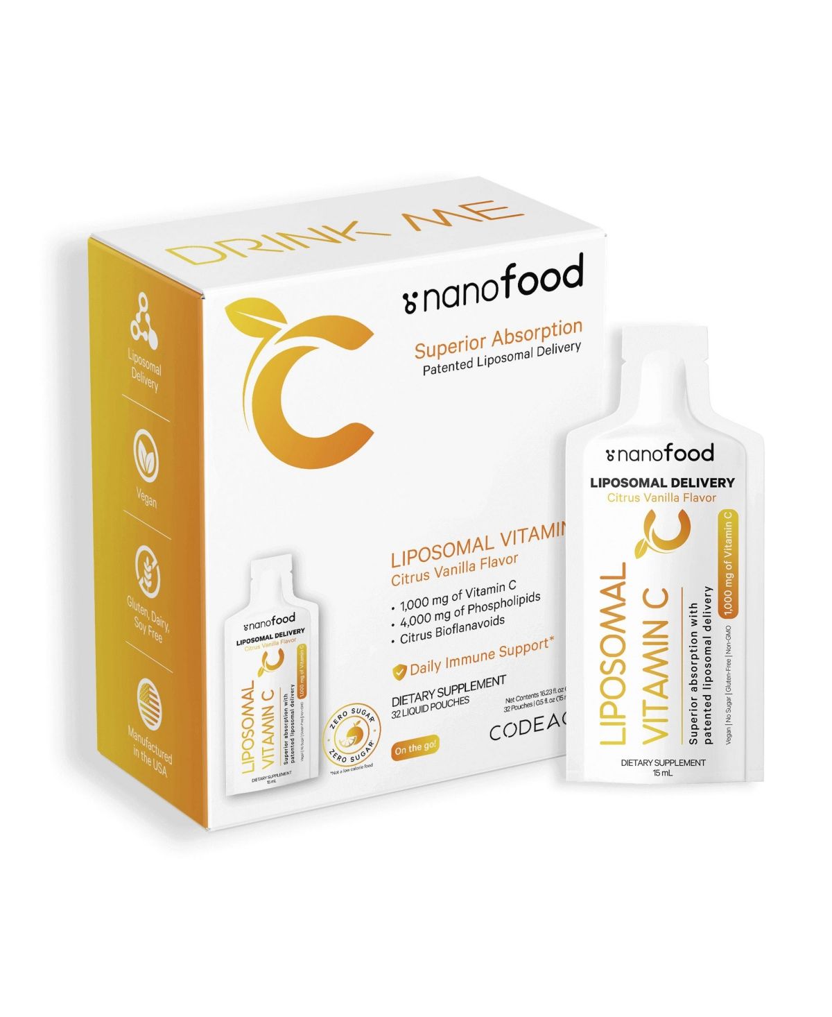 Codeage Liposomal Vitamin C Liquid Supplement with Phospholipids, Daily Immune Support - 32 Pouches | Macys (US)