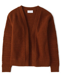 Girls Metallic Open Front Cardigan - hot spice | The Children's Place