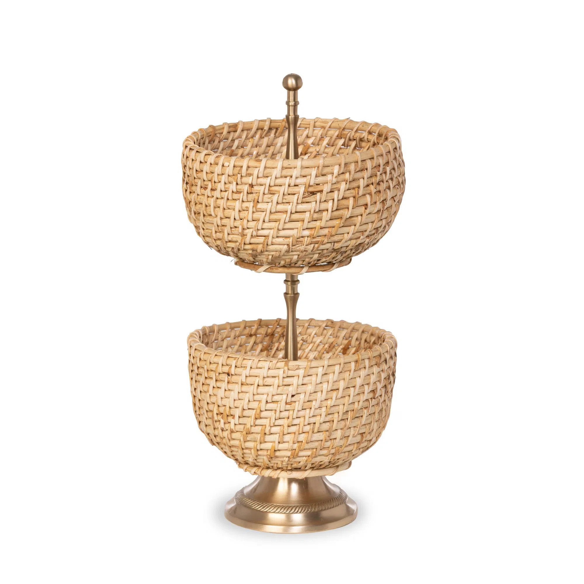 Park Hill Collection Amelia Woven Bamboo Cane Tiered Server | Perigold