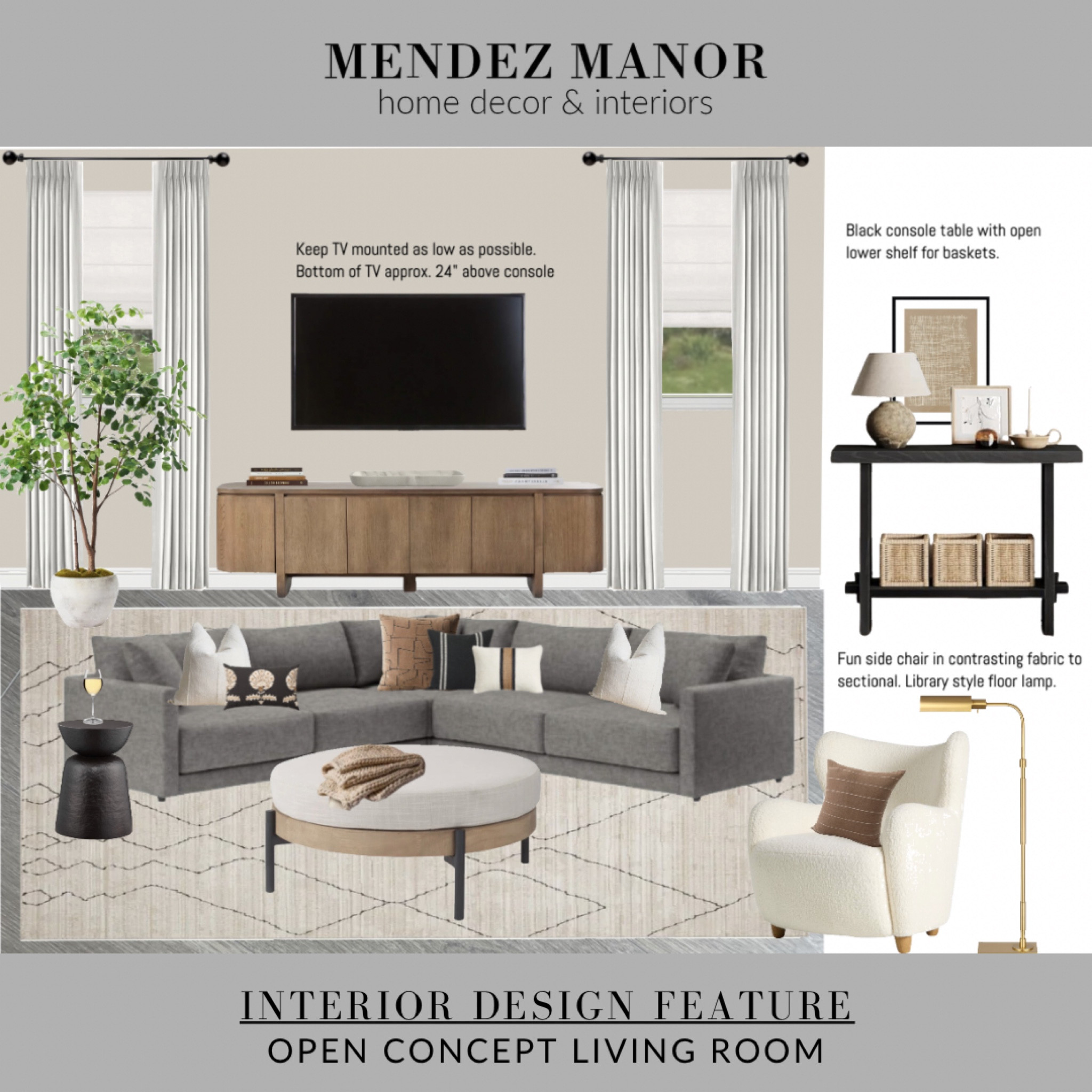 Still making some final revisions to this living room design so I thought I’d share our most updated version. We decided to go with a slightly smaller console table behind the sectional. 

The one here is from Amazon and it’s under $200! 👏🏻

#LTKStyleTip #LTKHome #LTKSaleAlert