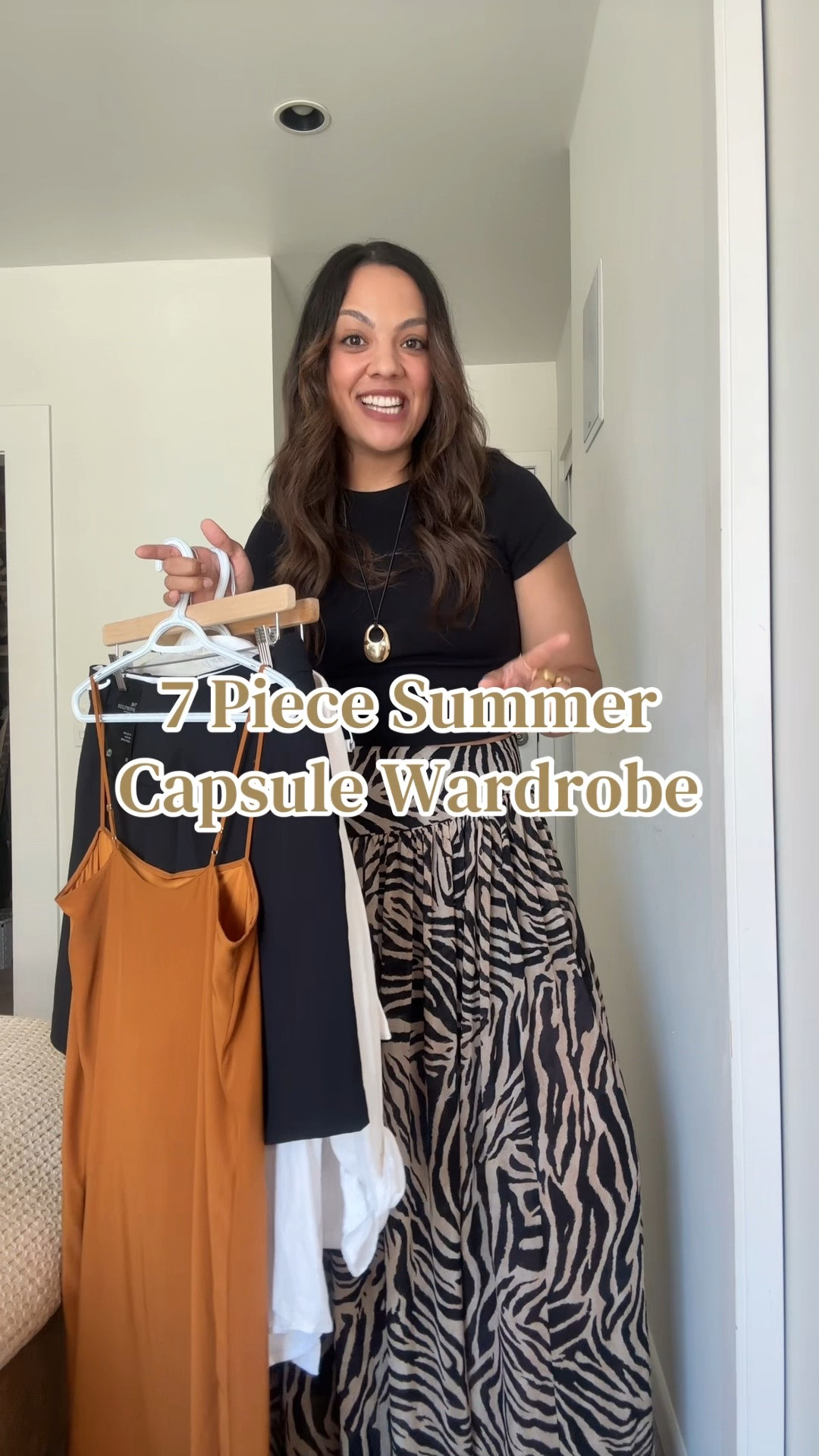 An easy seven piece capsule wardrobe for the summertime!

1. Aritzia black fitted cropped T-shirt, I have a size large.
2. H&M animal print maxi skirt, I have a size 8.
3. Aritzia white side-tie wide leg linen pants, I have a size large.
4. Reformation silky burnt orange maxi dress, I have a size large. 
5. Aritzia white linen strapless top, I have a size 10. 
6. Aritzia long black tailored shirts, I have a size 10. 
7. H&M white poplin button up, I have a size large.

#LTKsummer #LTKtravel #LTKstyletip