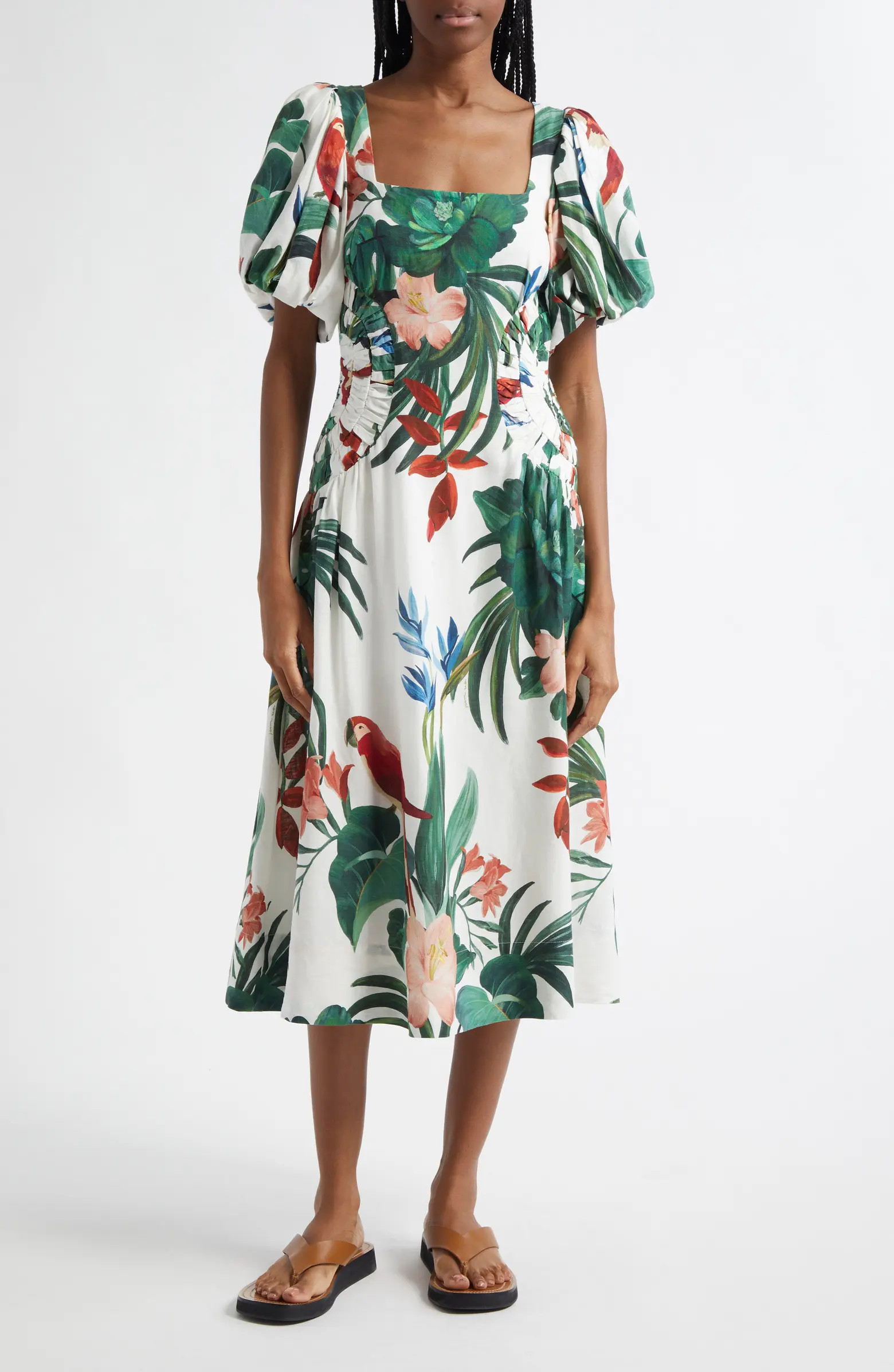 Midnight Macaw Fiesta Linen Blend Dress | Nordstrom