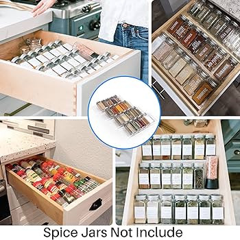 Antimbee Spice Drawer Organizer, 4 Tiers Clear Acrylic Slanted in Drawer Seasoning Jars Insert, H... | Amazon (US)