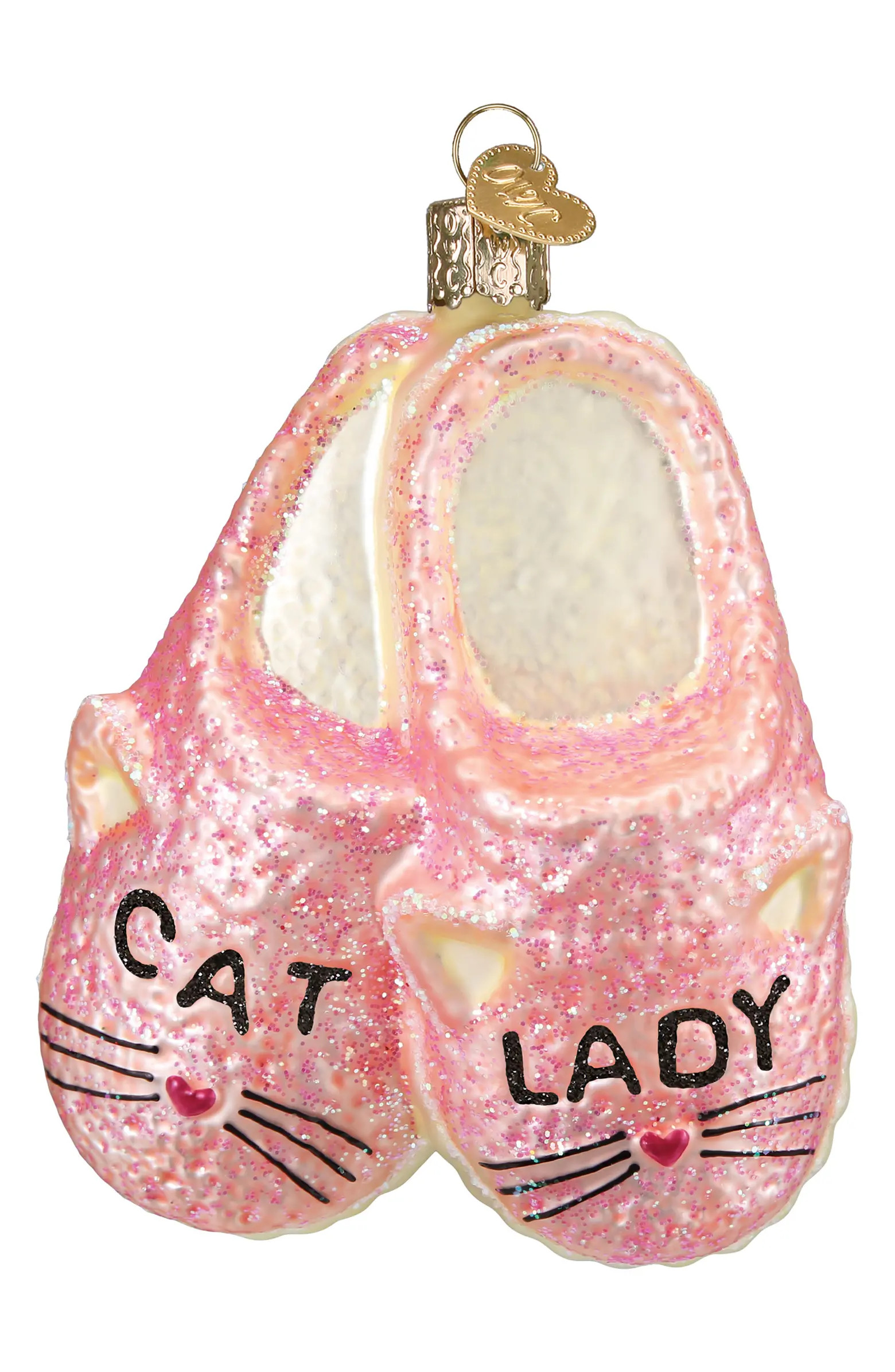 Cat Lady Slippers Glass Ornament | Nordstrom