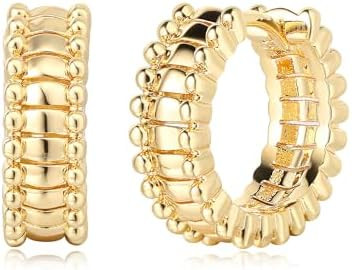 MYEARS Women Earrings Gold Huggie Hoop 14K Small Simple Hypoallergenic Everyday Jewelry | Amazon (US)