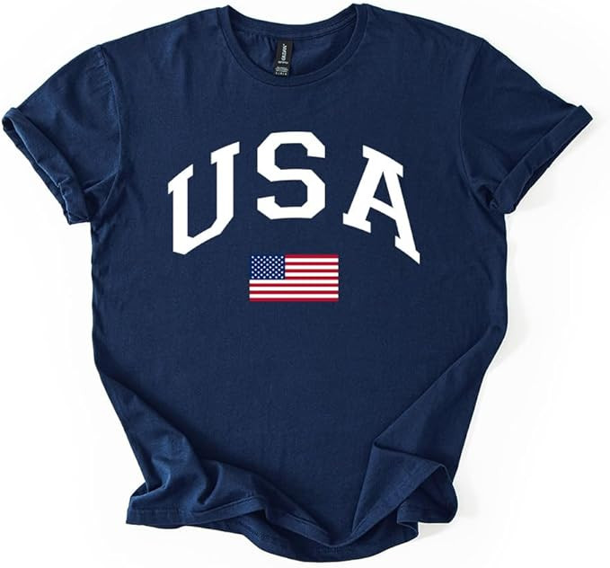 Amazon.com: USA Patriotic Graphic T Shirt Independence Day American Flag July Fourth Unisex Tee, ... | Amazon (US)