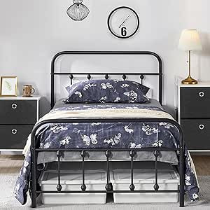 Yaheetech Classic Metal Platform Bed Frame Mattress Foundation with Victorian Style Iron-Art Head... | Amazon (US)