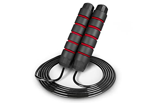 ProsourceFit Speed Jump Rope up to 8 Foot Adjustable Length for Men and Women, Foam Handles, Ultra Light Rope for Boxing, Jumping Exercises and Cardio Workout, Red | Amazon (US)
