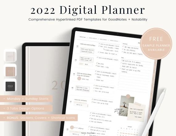 2022 Digital Planner PORTRAIT  Dated Digital Planner for | Etsy | Etsy (US)