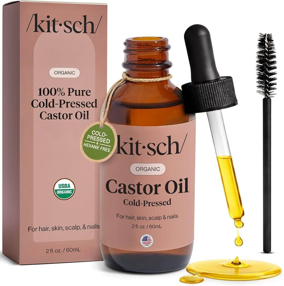 Kitsch Organic Castor Oil for Hair Growth - 100% Pure Castor Oil, Organic Cold Pressed Unrefined ... | Amazon (US)