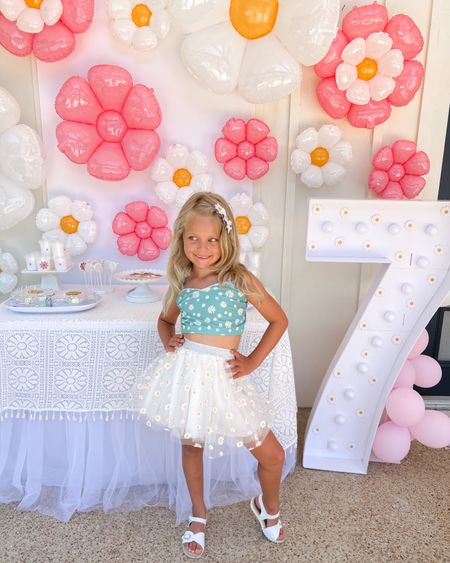 The cutest daisy birthday party for my seven year old little girl! 

#daisies
#toddlerswimsuit
#sevenyearold
#littlegirlbirthday
#balloons
#tutuskirt
#groovybirthday 

#LTKkids #LTKFind #LTKfamily