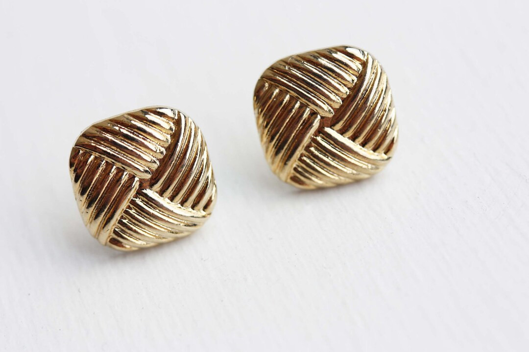 Square Studs, Criss Cross Studs, Gold Square Studs, Silver Square Studs, Large Silver Studs, Larg... | Etsy (US)