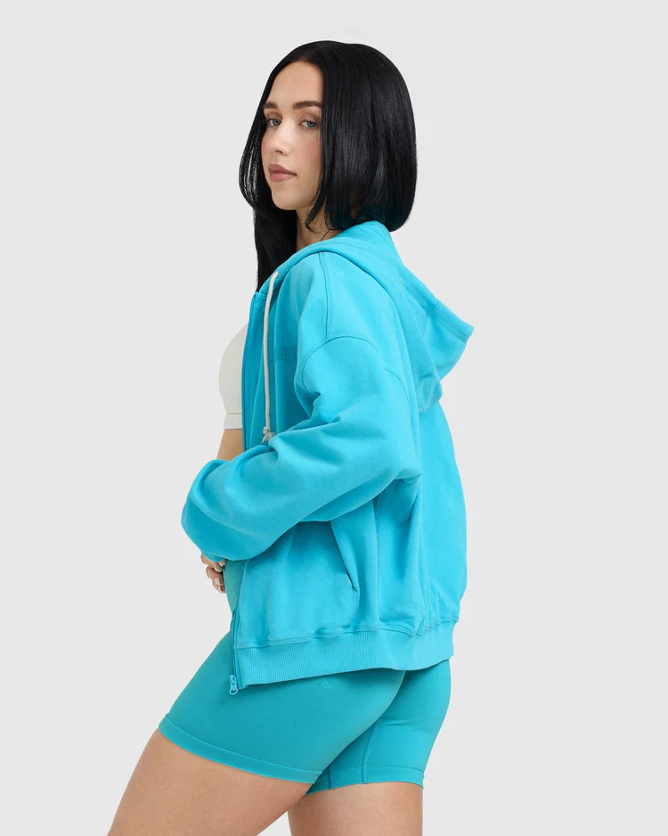 Raw Lounge Oversized Zip Hoodie 
 Aqua Blue | Oner Active (UK / US)