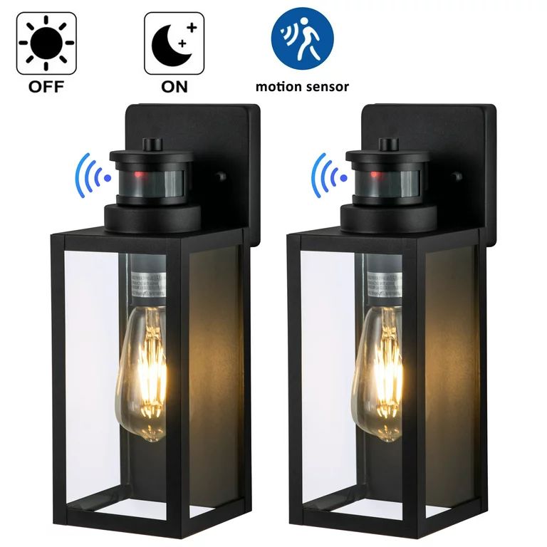 C Cattleya Matte Black Motion Sensor Outdoor Wall Lantern, Dusk to Dawn Outdoor Wall Lights Fixtu... | Walmart (US)