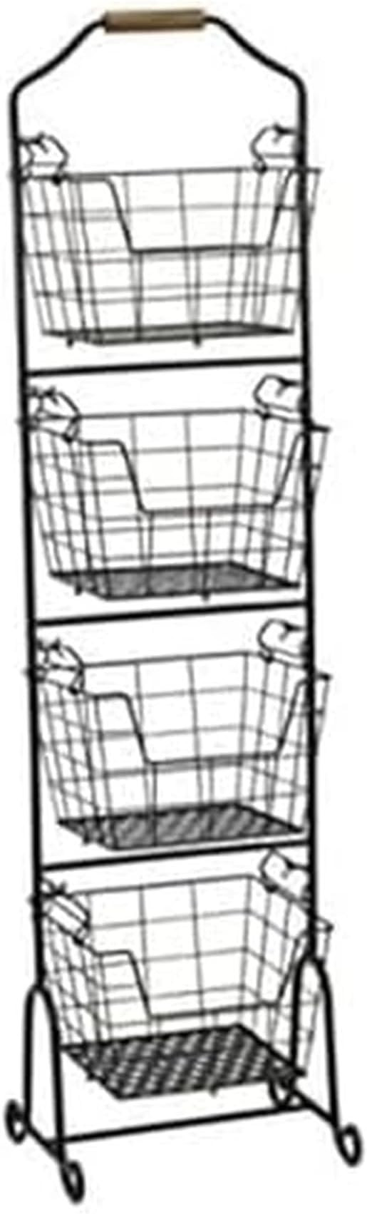 Mikasa Gourmet Basics Ferme 4-Tier Market Basket - Antique Black Wire and Acacia Wood Handle, Kit... | Amazon (US)