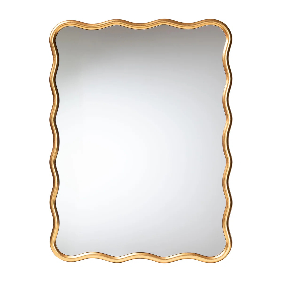 Baxton Studio Cassara Gold Scalloped Rectangular Wall Mirror - Stylish Curved Edge Decorative Wal... | Wayfair North America